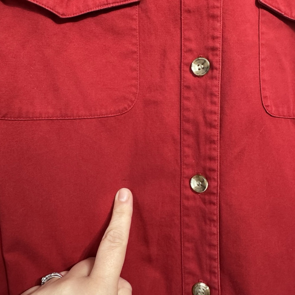 Liz Claiborne Red Long Sleeve Button Up Shirt Womens Size XL Hoodie 90s Vintage - Picture 11 of 12